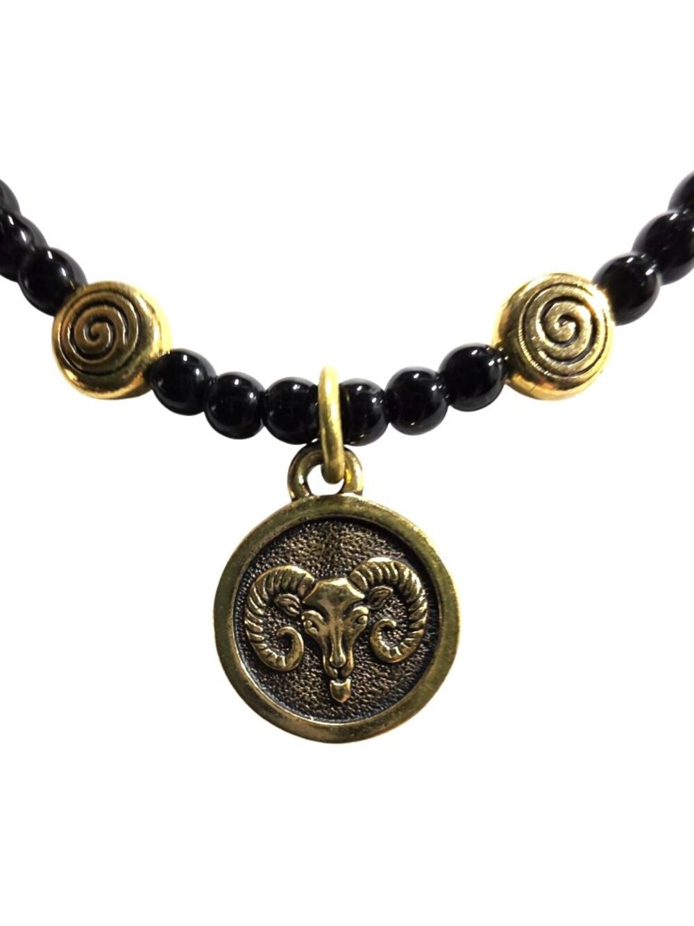 Aries Necklace Zodiac Pendant Black gold tone Ram Astrology Unisex jewelry